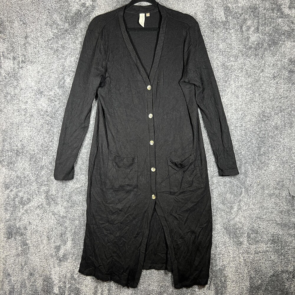 Allison Joy Cardigan Sweater Womens XL Black V-Neck Button Pockets Knit